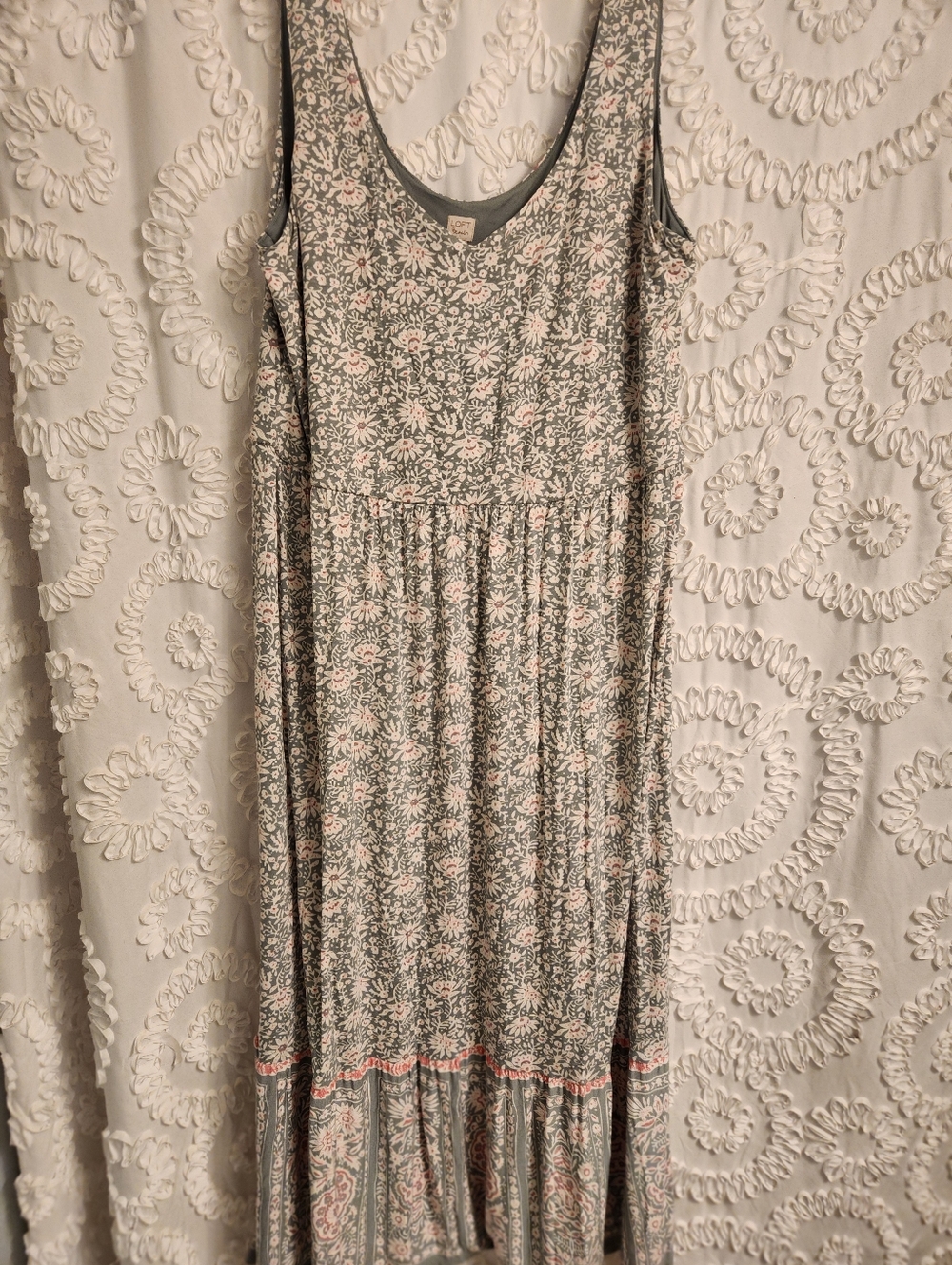 LOFT Beach Floral Maxi Dress Size 20 Plus Women's sage green resort vacation